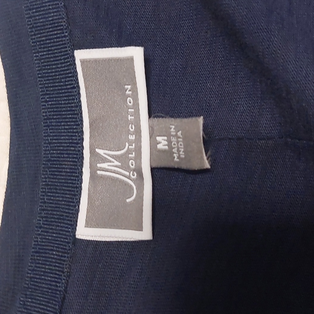 JM Collection Navy V-Neck Button Front Tunic - Picture 7 of 8